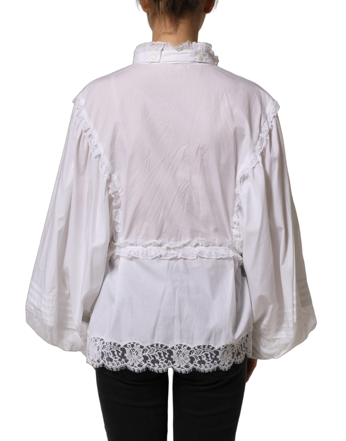 Dolce & Gabbana Weiße Rüschenspitzen-Bluse