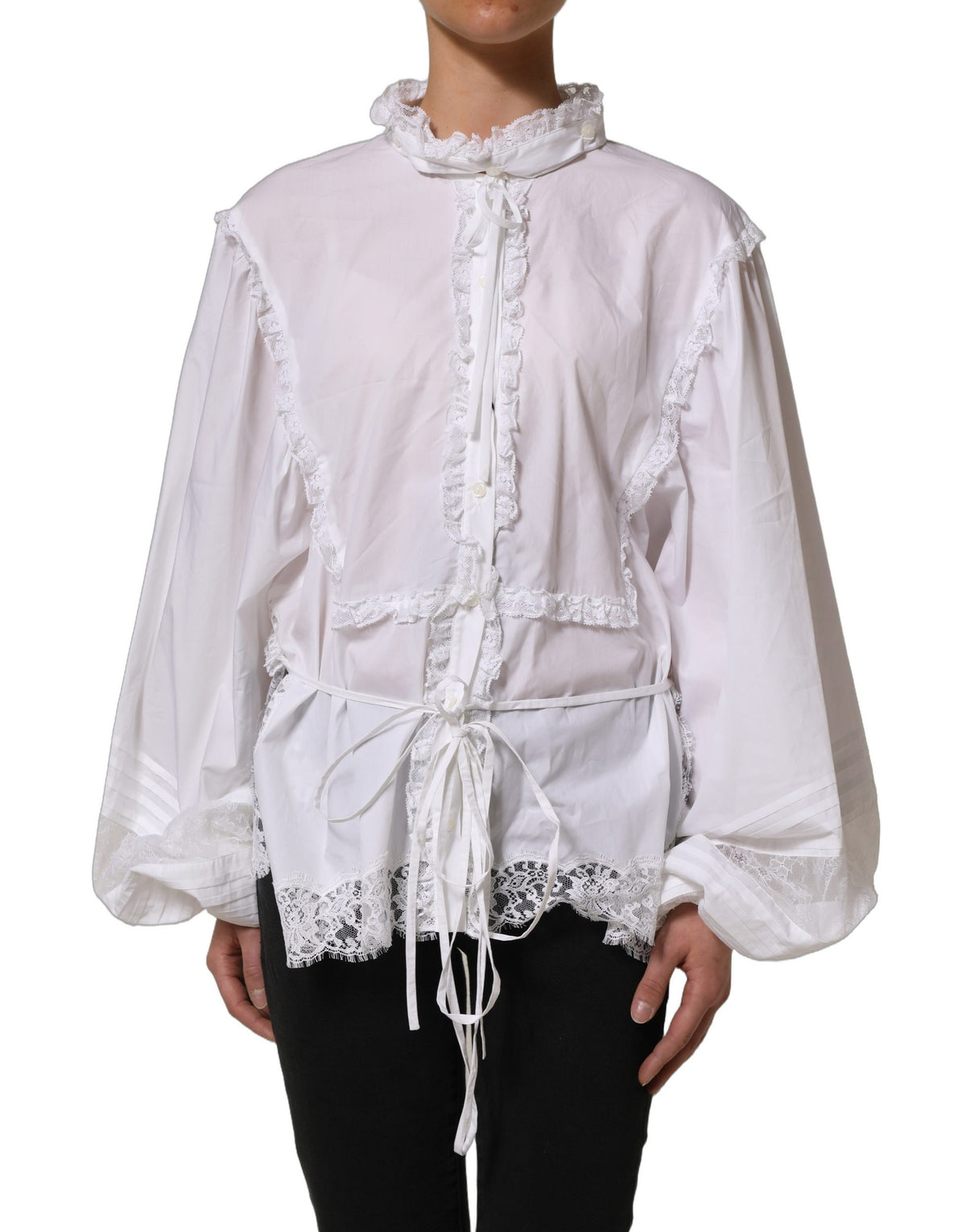 Dolce & Gabbana Weiße Rüschenspitzen-Bluse