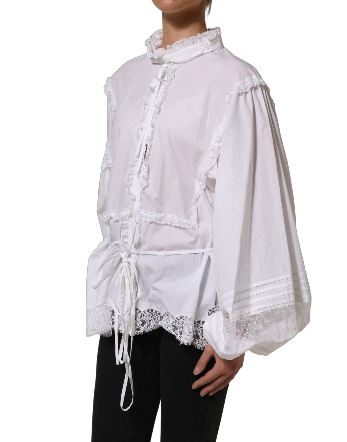 Dolce & Gabbana Weiße Rüschenspitzen-Bluse
