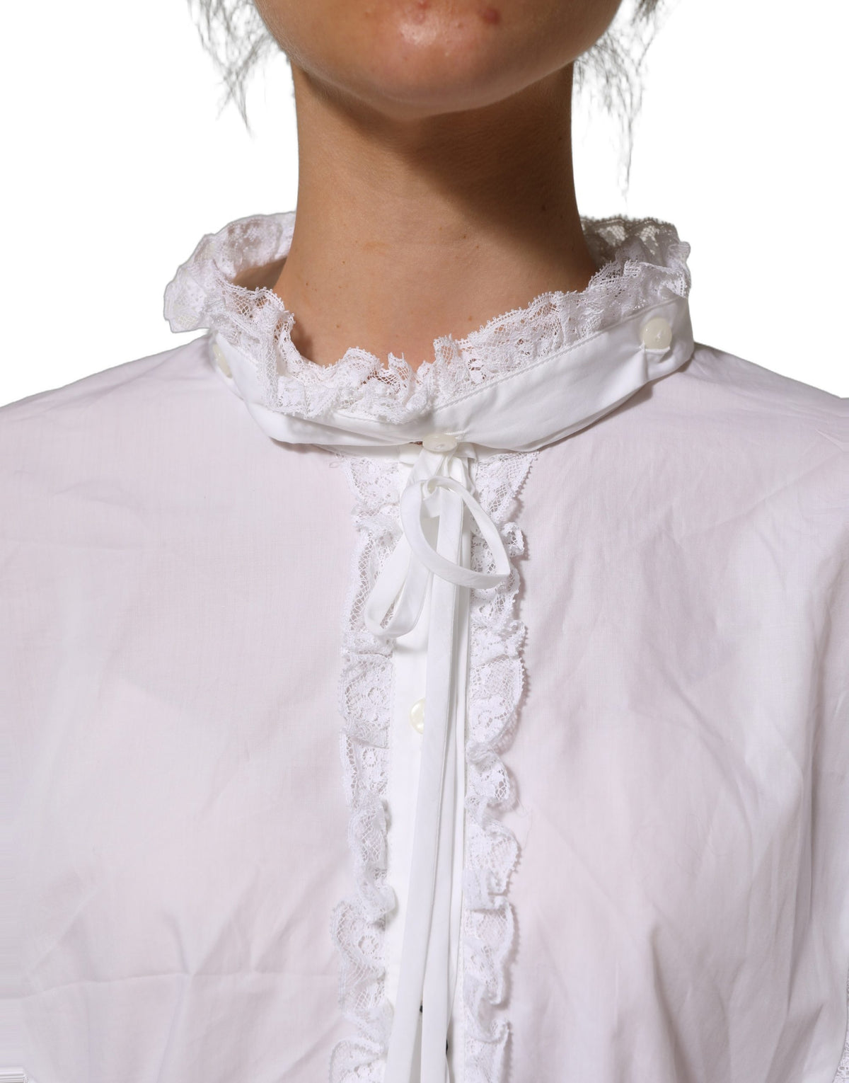 Dolce & Gabbana Weiße Rüschenspitzen-Bluse