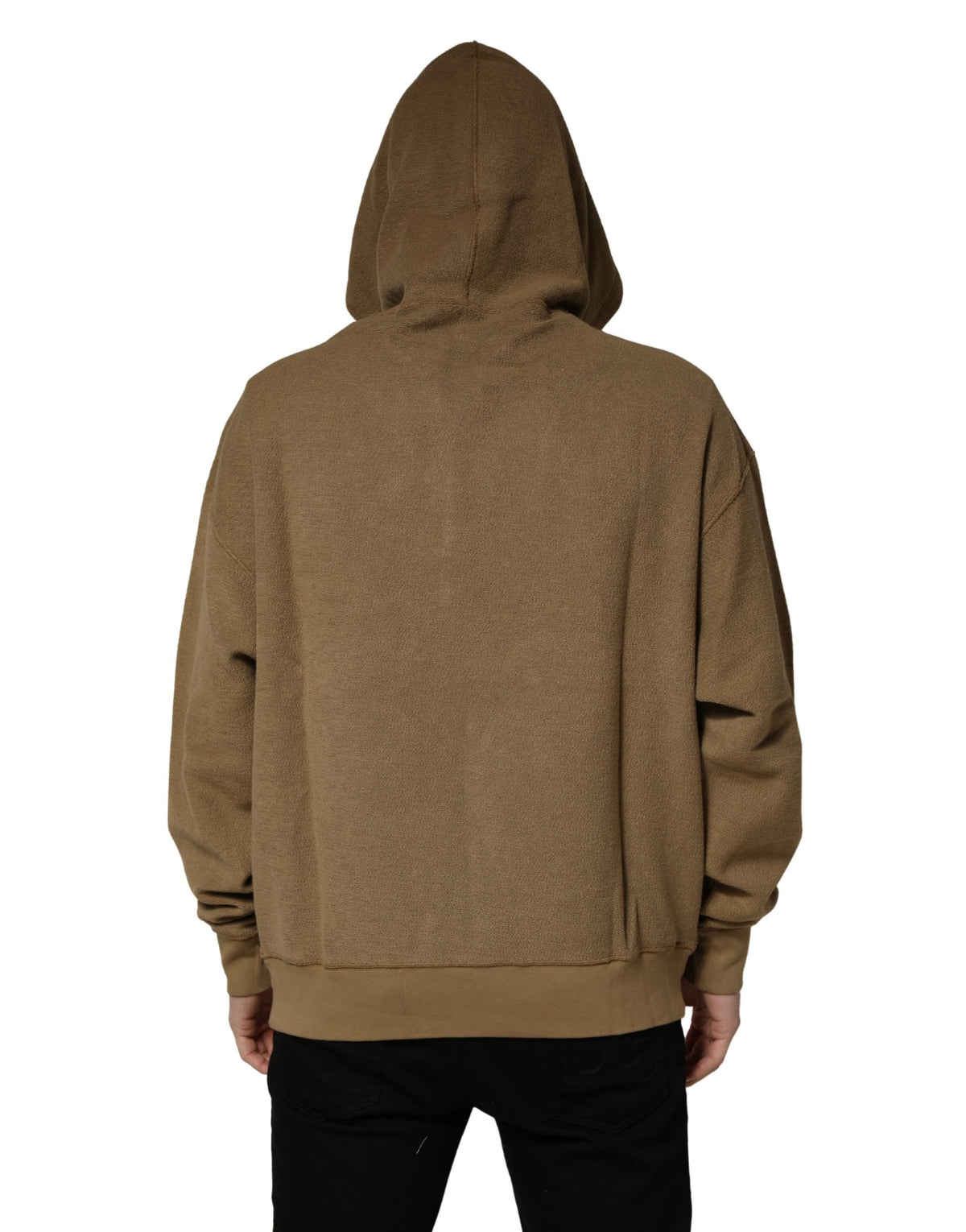 Dolce & Gabbana Brauner Kapuzenpullover mit Logo-Münze aus Baumwolle