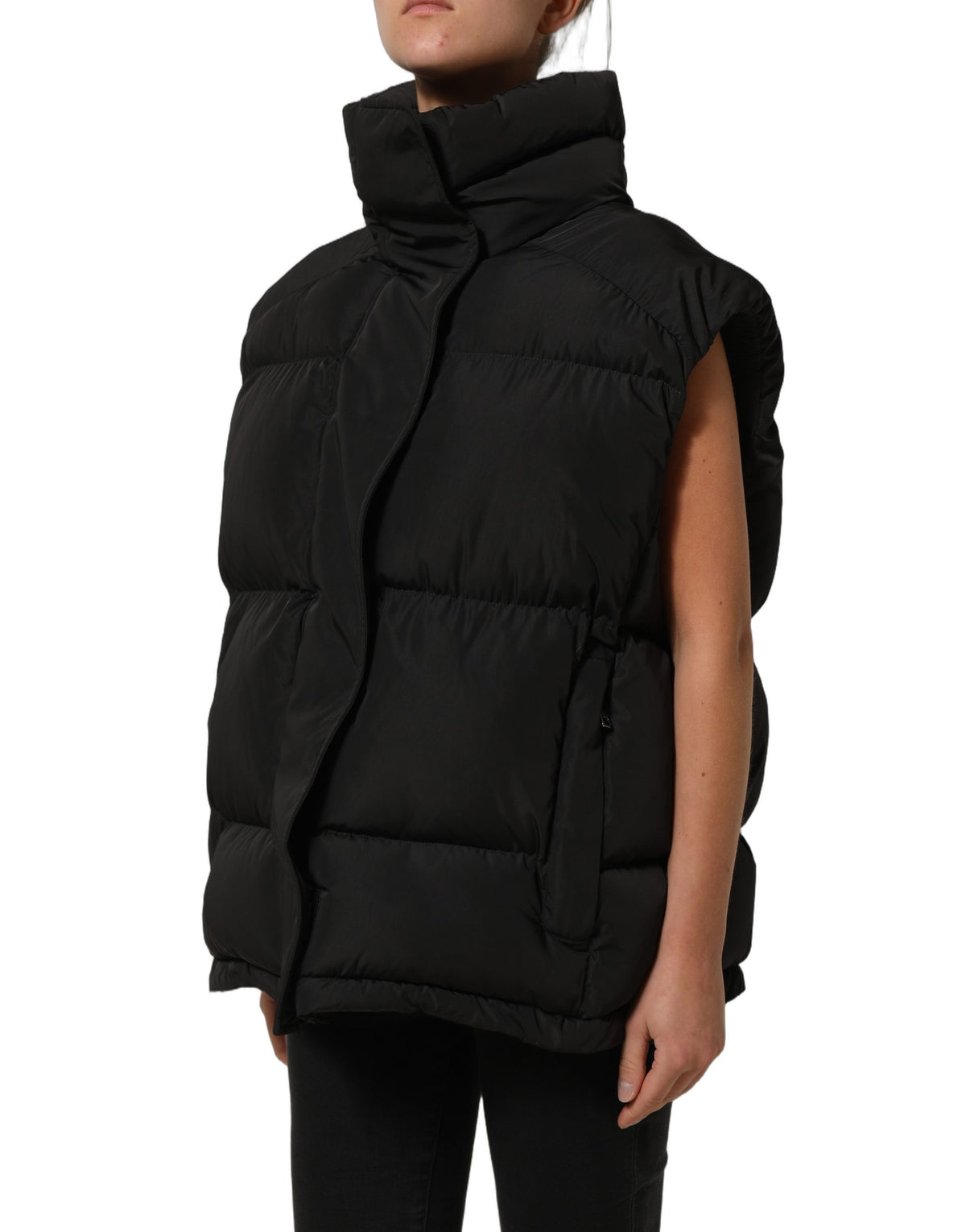 Dolce & Gabbana Schwarze ärmellose Herren-Steppjacke aus Polyester