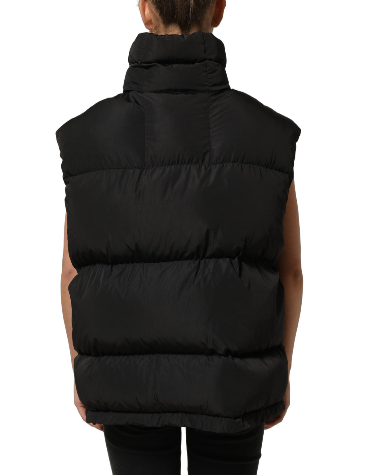Dolce & Gabbana Schwarze ärmellose Herren-Steppjacke aus Polyester