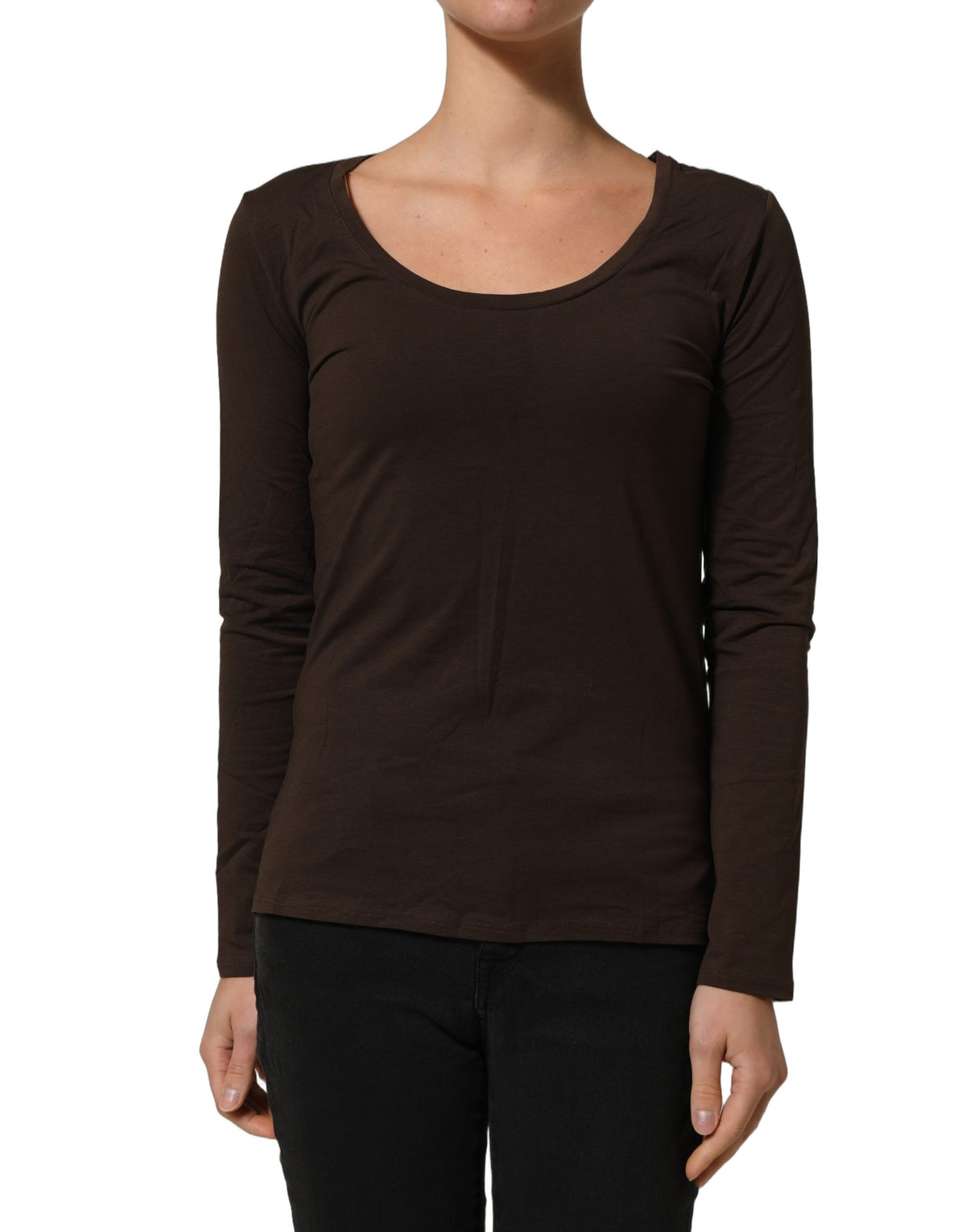 Alpha Massimo Rebecchi Braunes Langarmshirt mit Rundhalsausschnitt