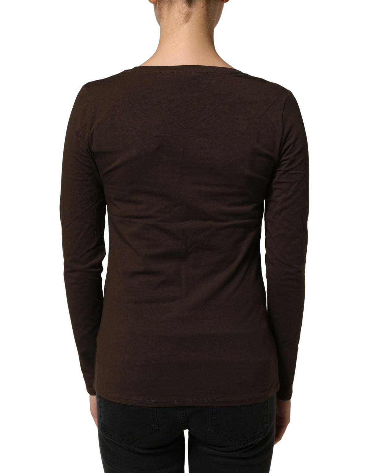 Alpha Massimo Rebecchi Braunes Langarmshirt mit Rundhalsausschnitt