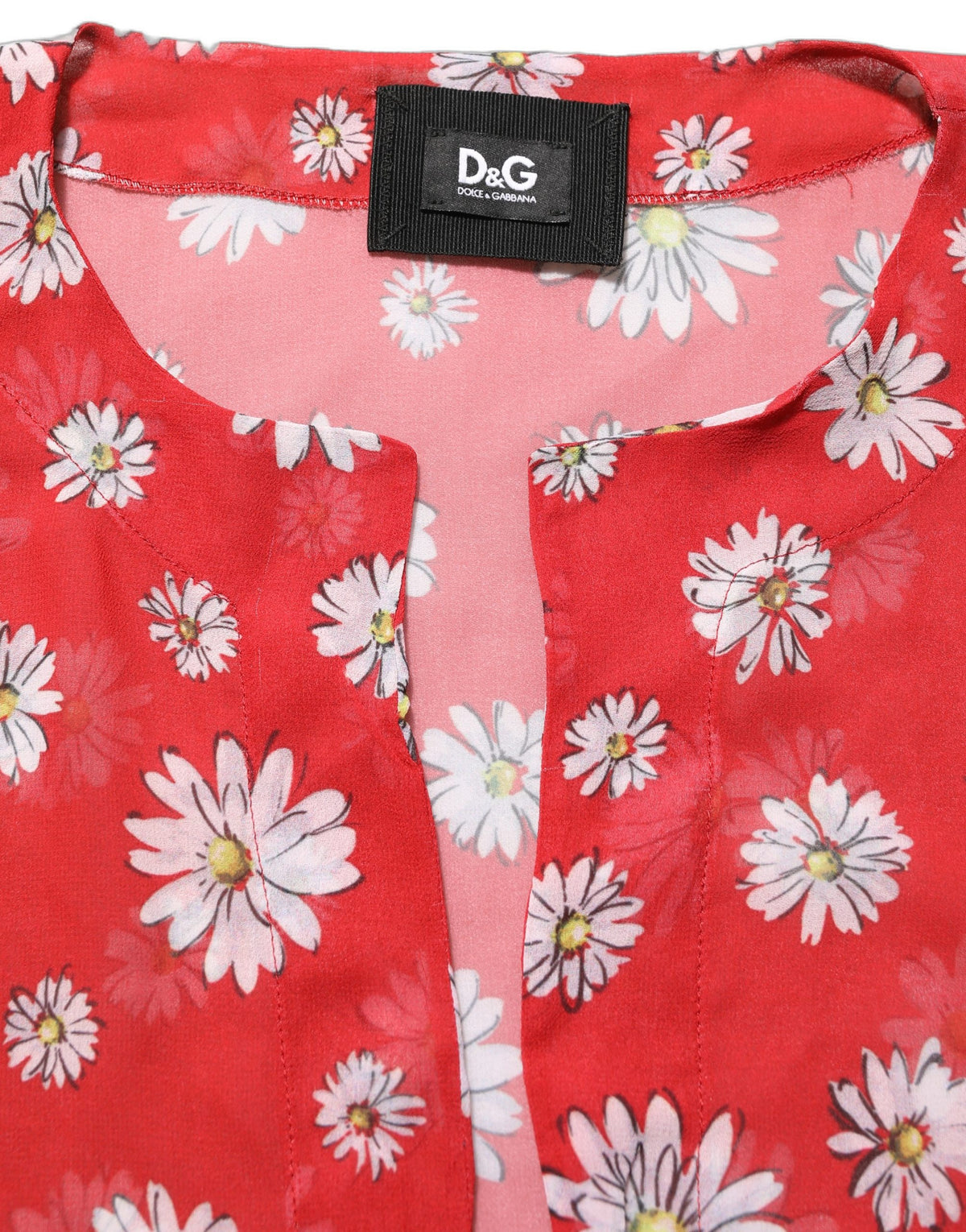 Dolce & Gabbana Rote florale Kaftan-Bluse mit V-Ausschnitt aus Polyester