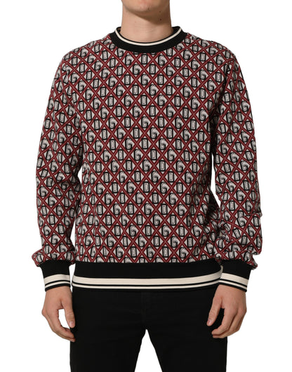 Dolce & Gabbana Red Logo Cotton Jacquard Sweatshirt Sweater