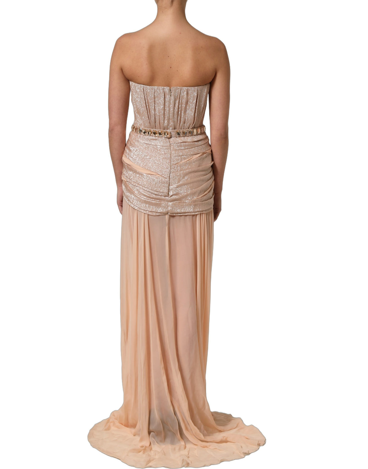Dolce & Gabbana Nude besticktes trägerloses Abendkleid