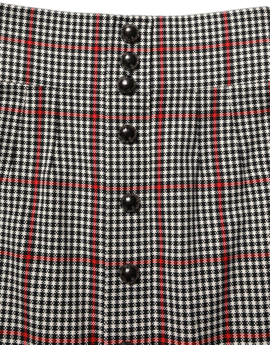 Dolce & Gabbana Gray Checkered High Waist A-line Mini Skirt
