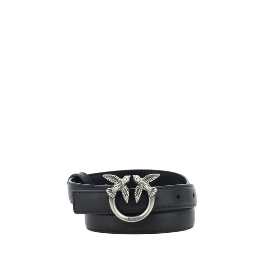 PINKO Black Calf Leather Bos Taurus Regular Belt