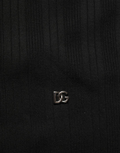 Dolce & Gabbana Black Silk Blend Henley Pullover Men Sweater