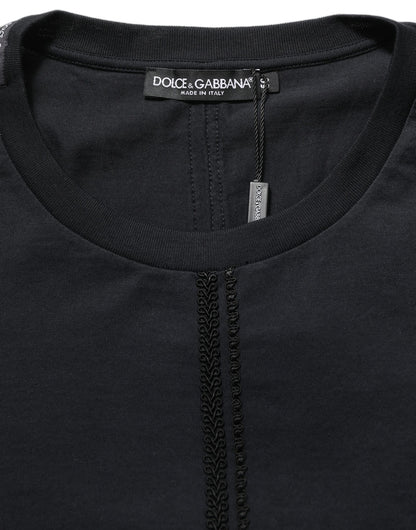 Dolce & Gabbana Dark Blue Cotton Round Neck Pullover Sweater