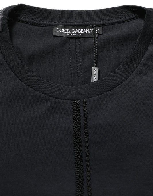 Dolce & Gabbana Dark Blue Cotton Round Neck Pullover Sweater