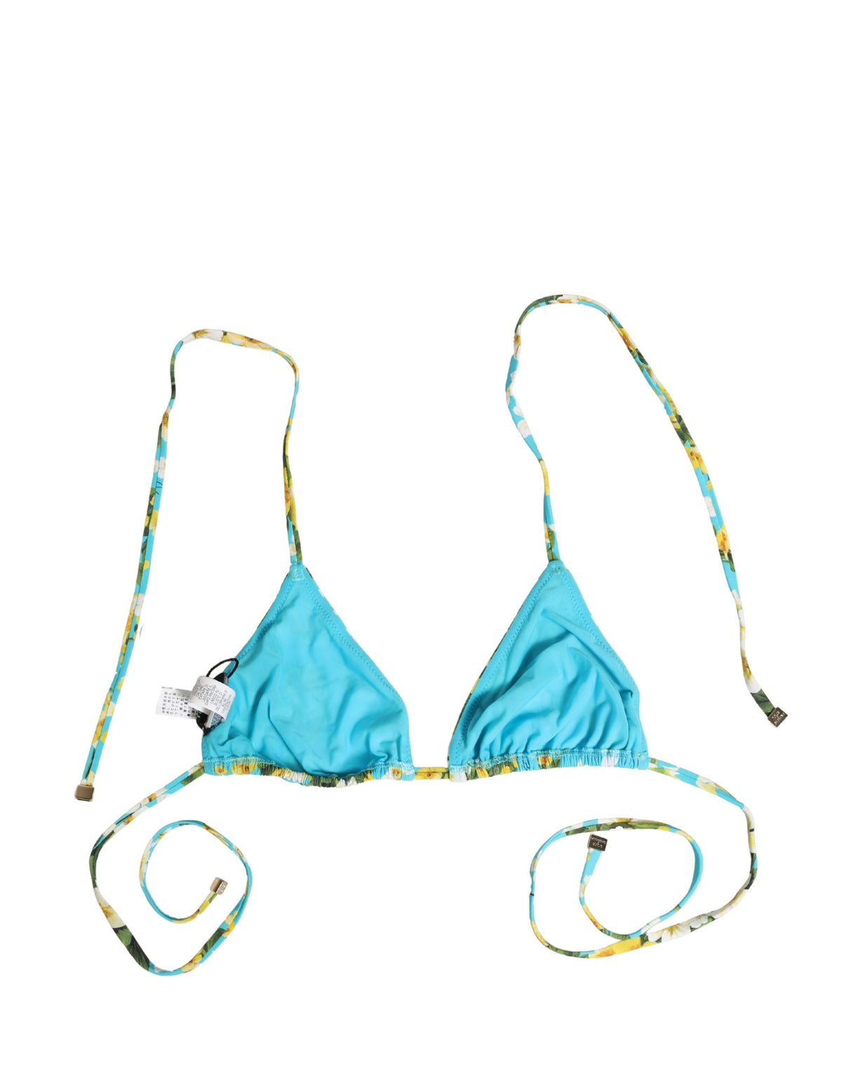 Dolce & Gabbana Blaues Bikini-Top mit floralem Print aus Nylon und Neckholder