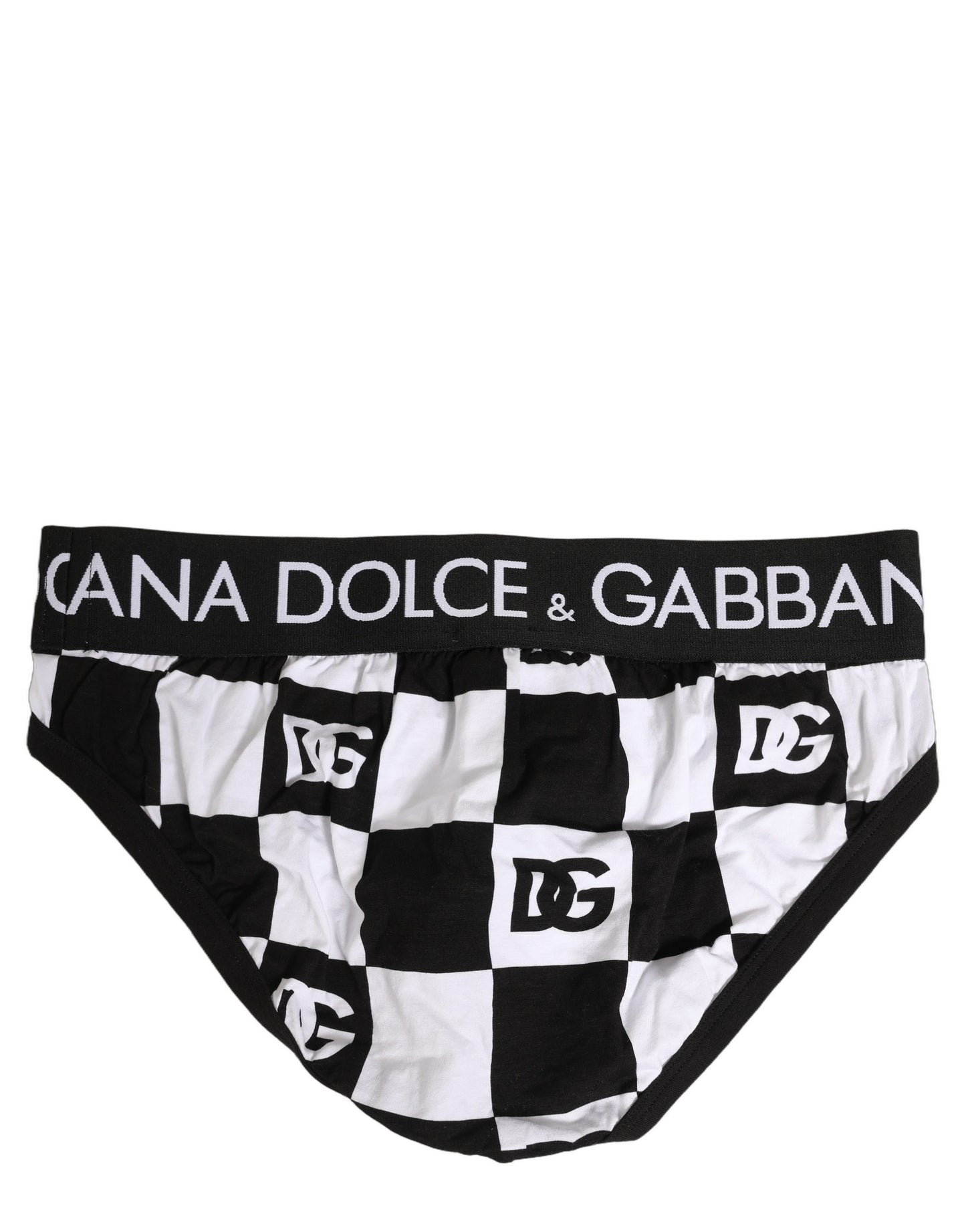 Dolce & Gabbana Black White Logo Checkered Midi Brief Underwear