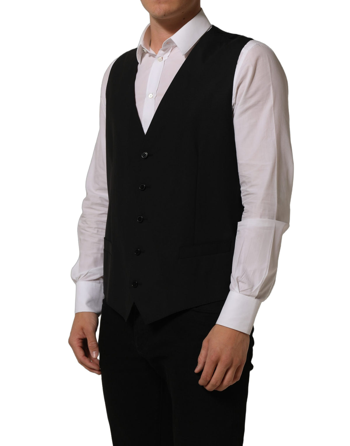 Dolce & Gabbana Schwarze Weste aus Wolle mit Stretchanteil