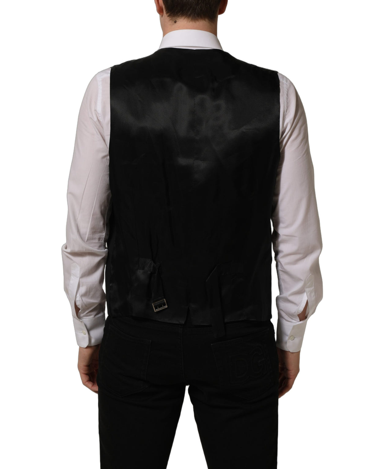 Dolce & Gabbana Schwarze Weste aus Wolle mit Stretchanteil