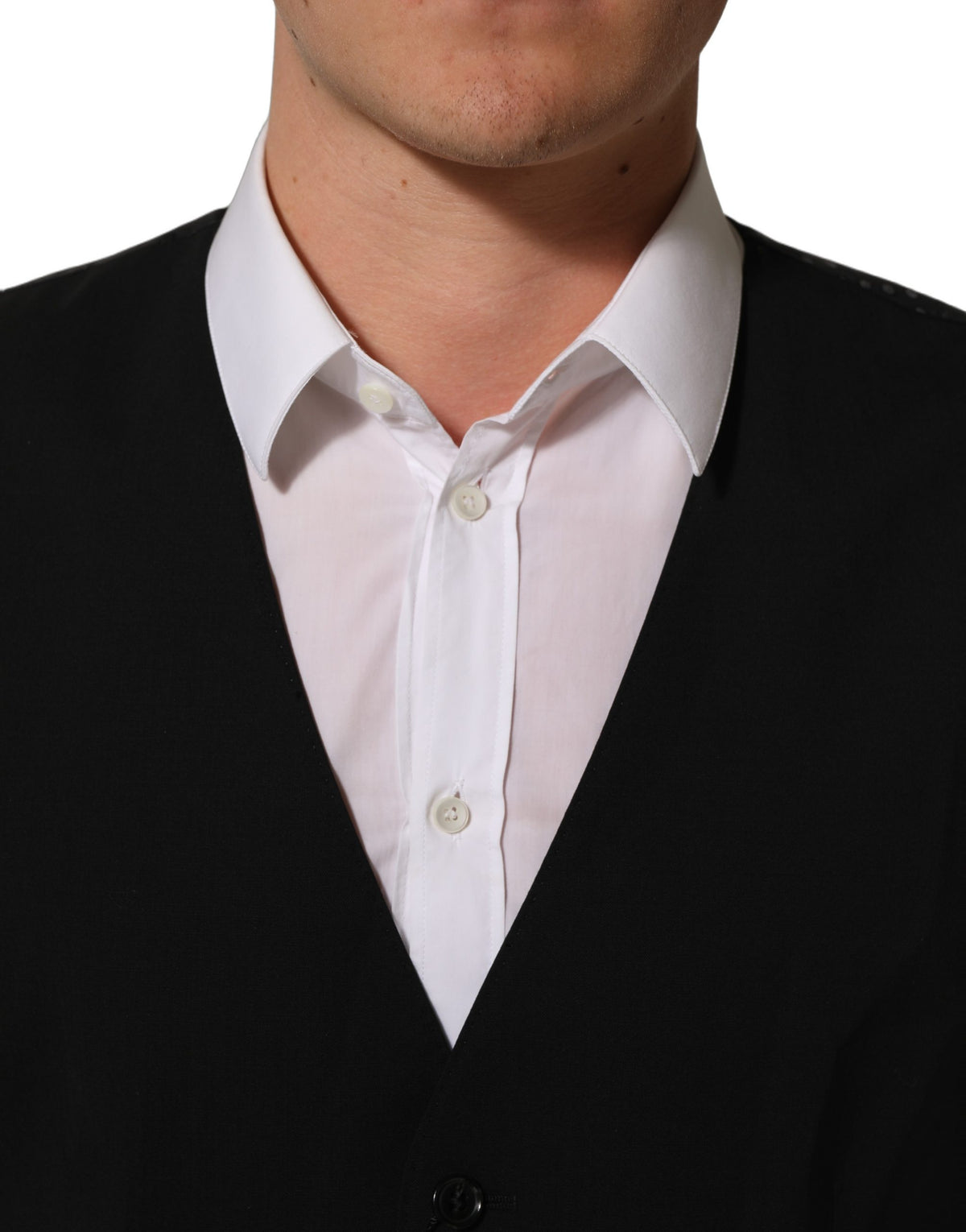 Dolce & Gabbana Schwarze Weste aus Wolle mit Stretchanteil, formelle Anzugweste