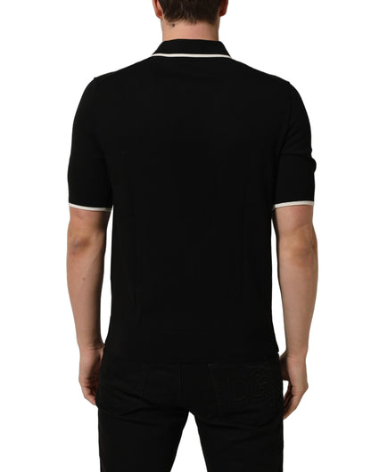 Dolce & Gabbana Black Cotton Collared Short Sleeves Men Polo T-shirt