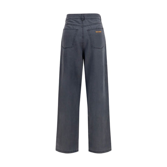 Miu Miu Black Cotton Straight-Leg Jeans