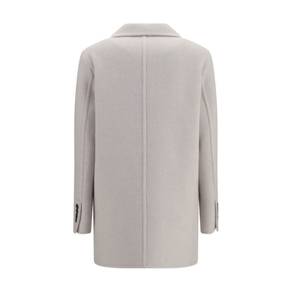 Brunello Cucinelli White Wool Oves Aries Full-Length Jacket