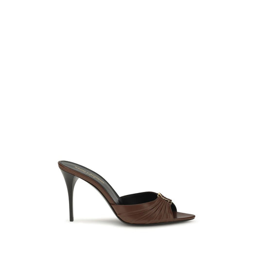 Saint Laurent Brown Calf Leather Bos Taurus Mules