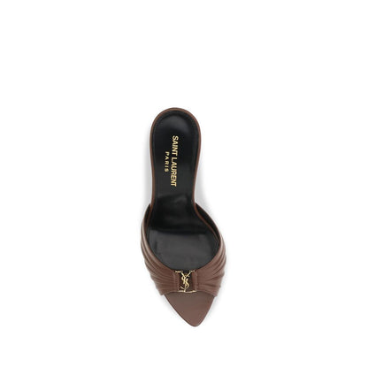 Saint Laurent Brown Calf Leather Bos Taurus Mules