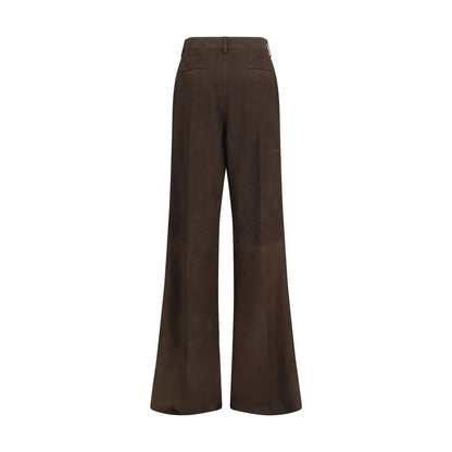 Rick Owens Brown Calf Leather Bos Taurus Casual Pants