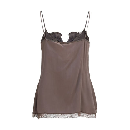 Magda Butrym Brown Silk Sleeveles T-Shirt