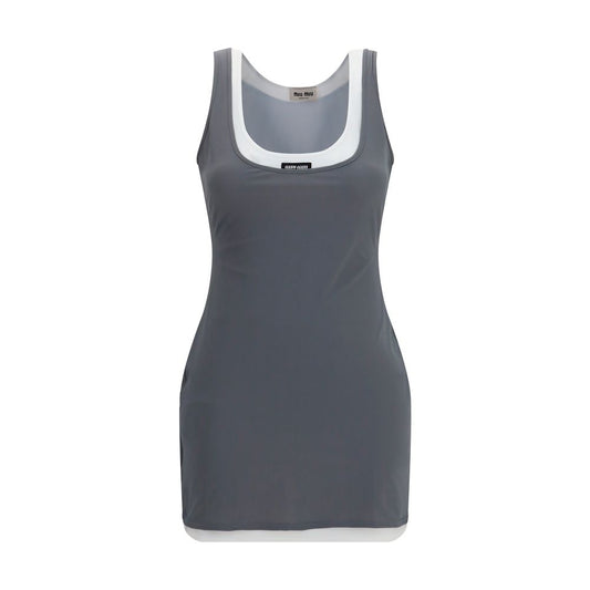 Miu Miu Gray Recycled Polyamide Casual Dress