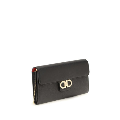 Ferragamo Black Calf Leather Bos Taurus Wallet