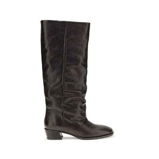 P.A.R.O.S.H. Brown Calf Leather Bos Taurus Flat Boots