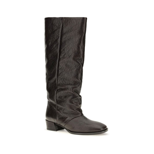 P.A.R.O.S.H. Brown Calf Leather Bos Taurus Flat Boots