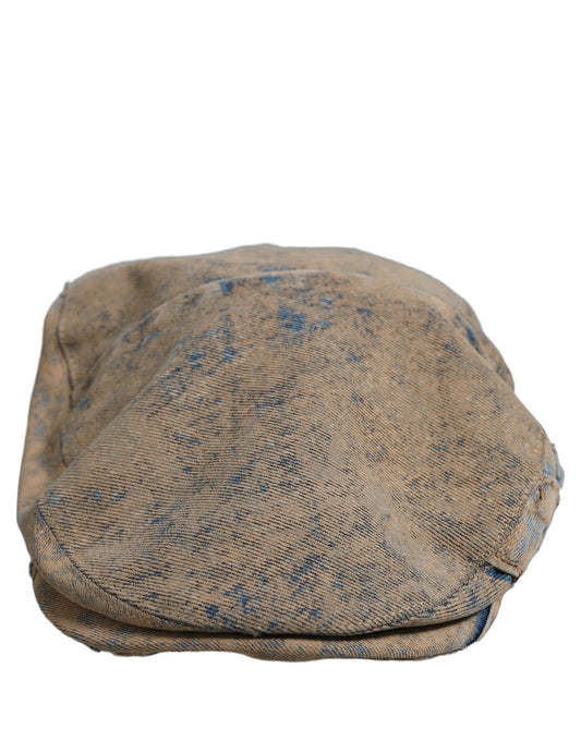 Dolce & Gabbana Brown Cotton Denim Newsboy Capello Cabbie Hat