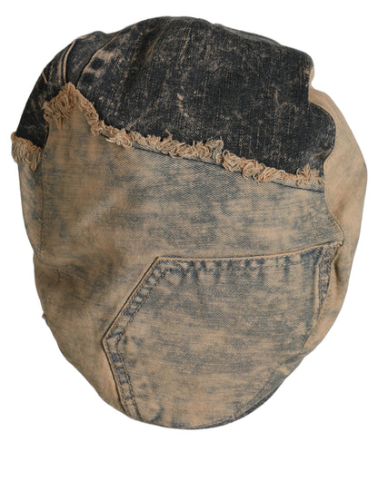 Dolce & Gabbana Brown Cotton Denim Newsboy Capello Cabbie Hat