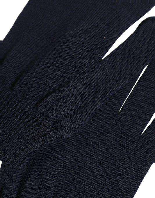 Dolce & Gabbana Men Dark Blue Cashmere Knitted Winter Gloves