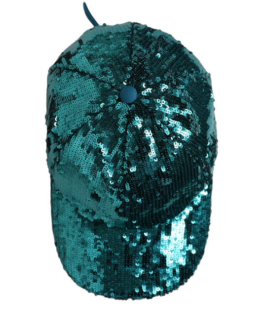 Dolce & Gabbana Men Green Cotton Sequin Baseball Cap 6 Panels Hat