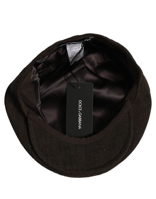 Dolce & Gabbana Men Brown Cotton Flat Cloth Newsboy Cap Hat