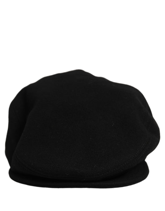Dolce & Gabbana Men Black Wool Blend Flat Cloth Newsboy Cap Hat
