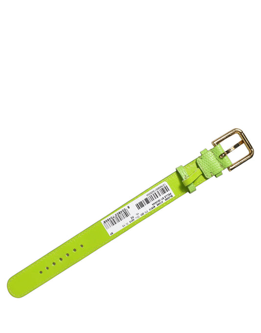 Dolce & Gabbana Green Textured Leather Gold Buckle Belt Strap Bracelet