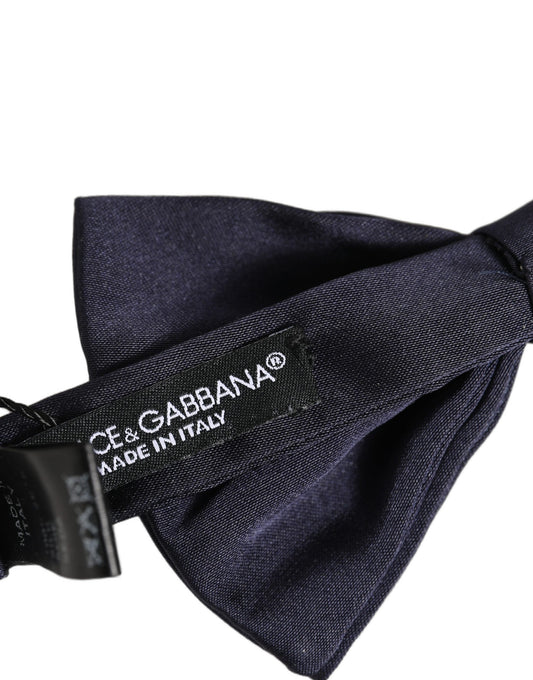 Dolce & Gabbana Men Dark Blue Silk Adjustable Neck Papillon Bow Tie
