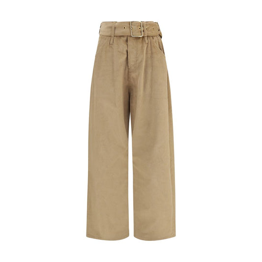 Darkpark Beige Cotton Casual Pants