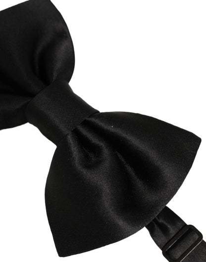 Dolce & Gabbana Men Black 100% Silk Adjustable Neck Papillon Bow Tie