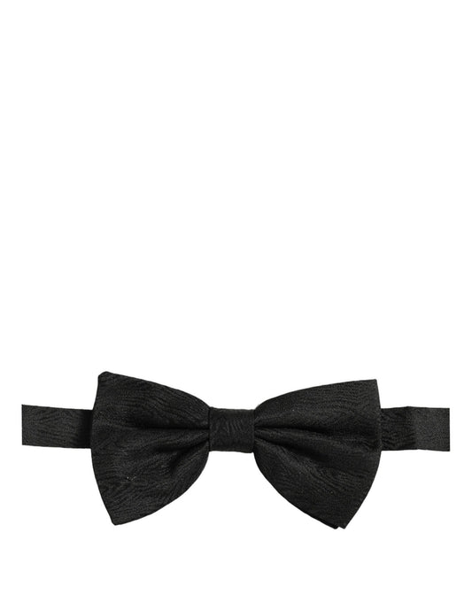 Dolce & Gabbana Men Black Silk Brocade Adjustable Neck Papillon Bow Tie