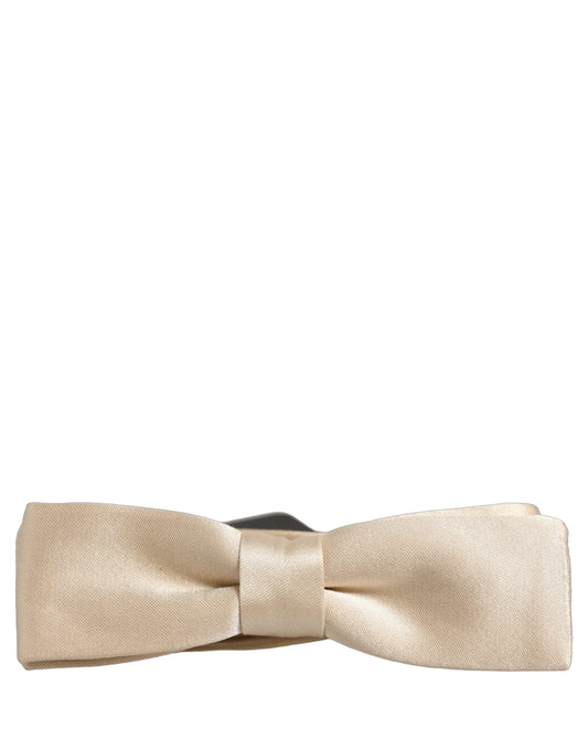 Dolce & Gabbana Men Beige 100% Silk Adjustable Neck Papillon Bow Tie