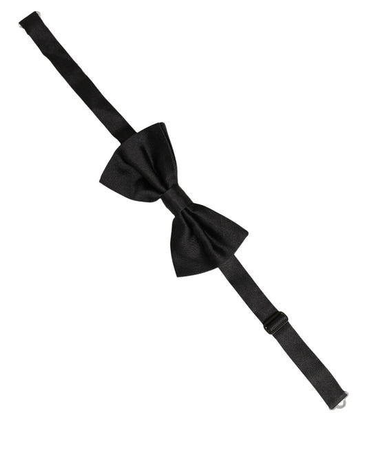 Dolce & Gabbana Men Black 100% Silk Adjustable Neck Papillon Bow Tie