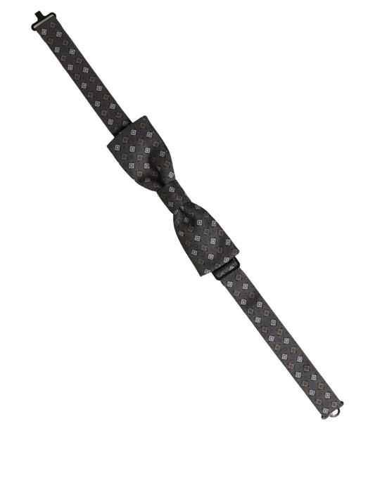Dolce & Gabbana Men Dark Gray Geometric Adjustable Bow Tie