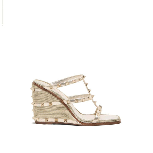 Valentino Garavani Gold Calfskin Mules