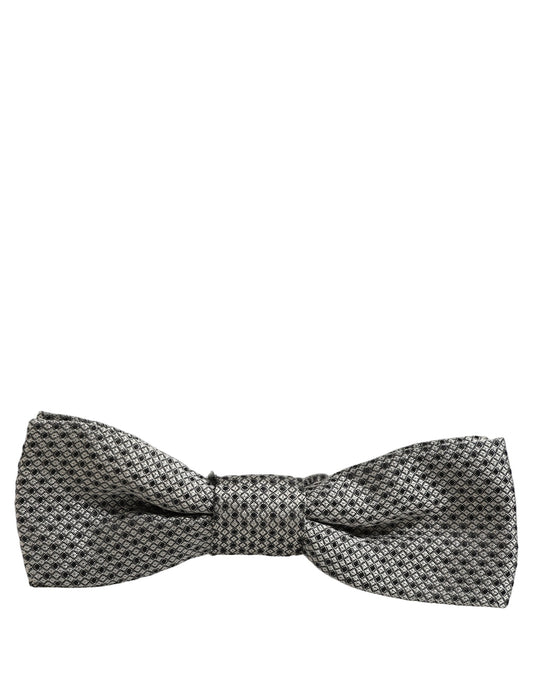 Dolce & Gabbana Men Gray Silk Patterned Adjustable Neck Papillon Bow Tie