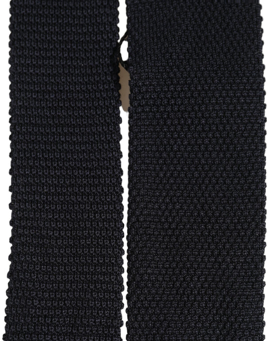 Dolce & Gabbana Men Black 100% Silk Adjustable Men Tied Necktie Tie
